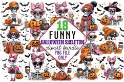 Funny Halloween Skeleton Clipart Bundle Product Image 1