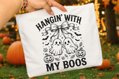 Funny Hanging Ghosts Halloween SVG,Spooky Ghost Cherry Bow Product Image 2
