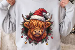 Funny Highland Cow Christmas PNG Product Image 2