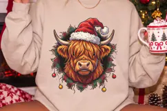 Funny Highland Cow Christmas PNG Product Image 1