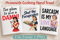 Funny Housewife Kitchen Towel, Retro Cupcake Baker PNG Product Image 1