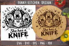 Funny Kitchen chopping board SVG Scared chickens