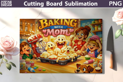 Baking With Mom Scene | Funny Cutting Board Design Product Image 1