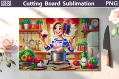 Cooking With Wine Scene | Funny Cutting Board Product Image 1