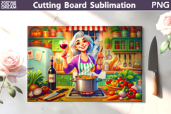 Cooking With Wine Scene | Funny Cutting Board Product Image 1