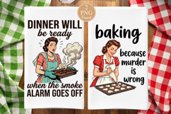 Funny Kitchen Towel, Retro Housewife Baking PNG Product Image 1
