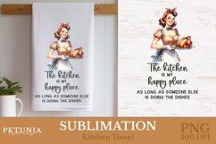 funny kitchen sublimation png design being used as a sublimation kitchen towel print