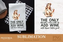 funny kitchen sublimation png design being used as a sublimation kitchen towel print