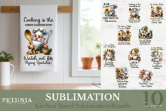 kitchen towel png design being used as a sublimation kitchen towel print
