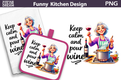 Funny Kitchen Quote Design | Keep Calm Pour Wine Product Image 1