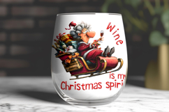 Christmas wine tumbler design Elderly lady in Santa sleigh Product Image 2
