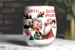 Christmas wine tumbler sublimation Funny old lady Santa PNG Product Image 4