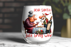 Christmas wine tumbler old lady with Santa and friends PNG Product Image 3