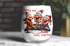 Christmas wine tumbler old lady with Santa and friends PNG Product Image 2