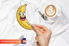 Funny Laughing Banana Sticker, Cartoon Banana Sticker Product Image 1