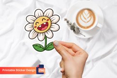 Funny Laughing Flower Sticker, Colorful Flower Sticker Product Image 1