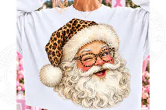 Funny Leopard Santa Face PNG | Winking Santa Christmas Subli Product Image 1