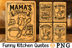 Funny Mama's Kitchen Quotes, Vintage Mouse Kitchen SVG Product Image 1