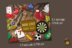 funny man cave patterned tumbler wrap sublimation design