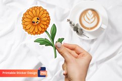 Funny Marigold Flower Sticker, Funny Flower Sticker Art Product Image 1