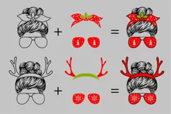 Christmas messy bun svg cut file