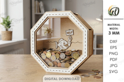 3D Funny Money Bank Laser Cut. Saving Box SVG Product Image 1