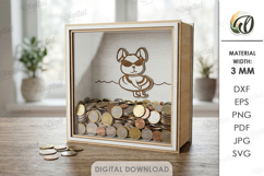 3D Funny Money Bank Laser Cut. Saving Box SVG Product Image 1
