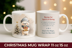 Bear Christmas Mug Wrap, christmas sublimation mug wrap Product Image 1