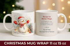 Snowman Christmas Mug Wrap, christmas sublimation mug wrap Product Image 1