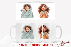 After Before Coffee Mug sublimation, girl drinking coffee Product Image 2