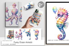 Funny Ocean Animals Digital Paper Product Image 1