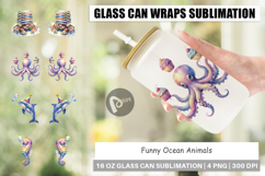 Funny Ocean Animals Glass Can Product Image 1