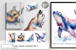 Funny Ocean Animals Digital Paper Product Image 1