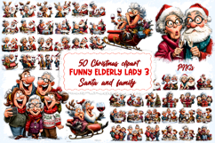 Christmas old lady with Santa, family clipart bundle Humor Product Image 1
