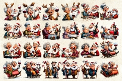 Christmas old lady with Santa, family clipart bundle Humor Product Image 2