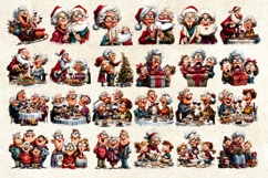 Christmas old lady with Santa, family clipart bundle Humor Product Image 3