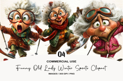 funny old lady winter sports clipart png Product Image 1