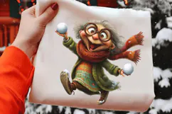 funny old lady winter sports clipart png Product Image 2