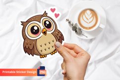 Funny Owl Cartoon Sticker, Funny Animal Sticker Art Product Image 1