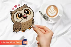 Funny Owl Cartoon Sticker, Funny Animal Sticker Art Product Image 1