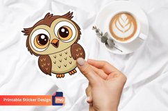 Funny Owl Cartoon Sticker, Funny Animal Sticker Art Product Image 1
