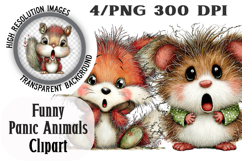 Funny Panic Animals Clipart PNG Product Image 1