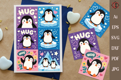 Cheerful penguins. Postcards. Vector Product Image 1