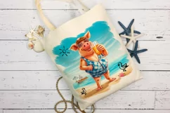 Funny Summer Sublimation | Funny Pig on the Beach PNG Product Image 2