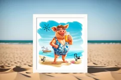Funny Summer Sublimation | Funny Pig on the Beach PNG Product Image 3