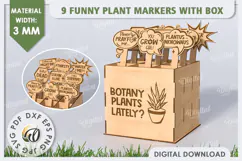 Funny Plant Markers With Box Laser Cut. Garden Stakes SVG Product Image 1