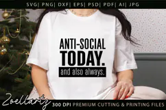 ANTI-SOCIAL Funny Quote SVG Sarcastic T-shirt Mug Design Product Image 4