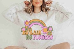 Retro Inspirational Png, Groovy No Rain No Flowers Design Product Image 3