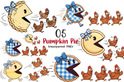 Funny Pumpkin Pie Thanksgiving Fall PNG, Pumpkin Pie Chasing Product Image 1