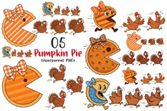 Funny Pumpkin Pie Thanksgiving Fall PNG, Pumpkin Pie Chasing Product Image 1